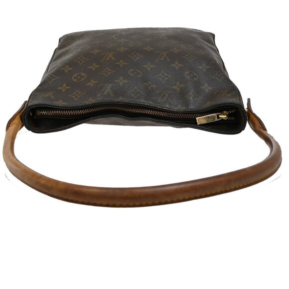 LOUIS VUITTON Logo Looping GM Shoulder Bag Monogram Leather Brown - Picture 5 of 16